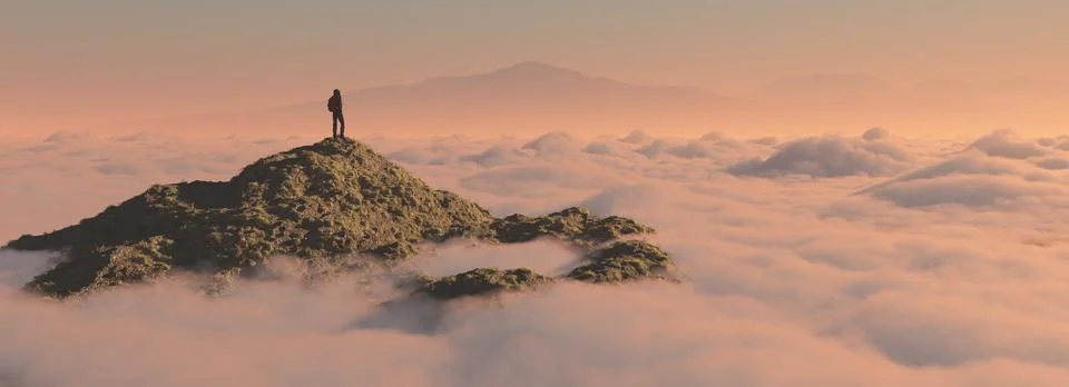 The man up the mountain Stock Illustration