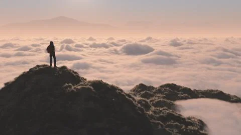 The man up the mountain Illustrazione stock