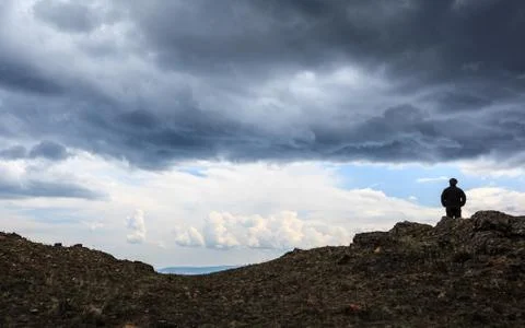 Man on mountain Stock Photos