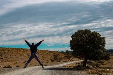 Man on the mountain Stock Photos
