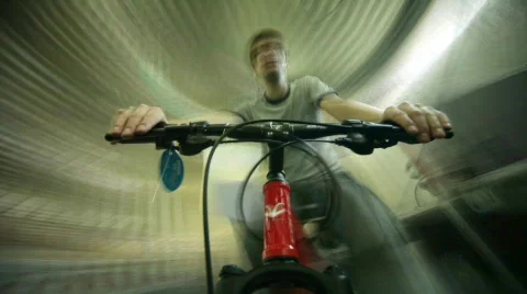 Man on Mountainbike Stock Footage 492233