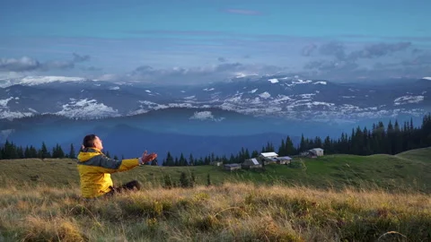 Man in the mountains Stock Footage 144001749