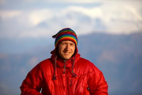 Man in mountains Stock Photos