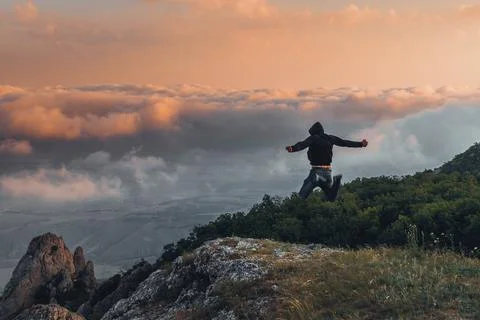 Man in the mountains Stock Photos