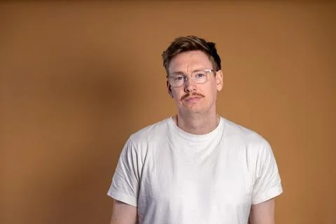 Man with Moustache in the Studio Stockfoto's