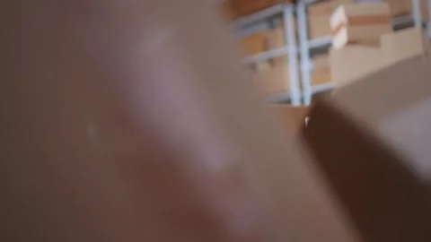 Man movers with boxes of parcels in his hands falls and damages the cargo in the Stock Footage 270710035