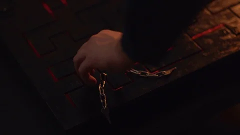 Man moves the key through the maze of the board.The concept of the quest. Puzzle Stock Footage 108042465