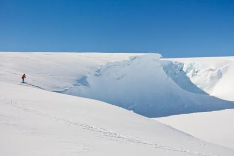 Man moves on skis Stock Photos