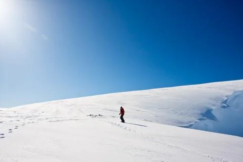 Man moves on snowboard Fotos Stock