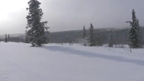 Man moves throught the snowdrift in Uralic mountains Stock Footage 282741799
