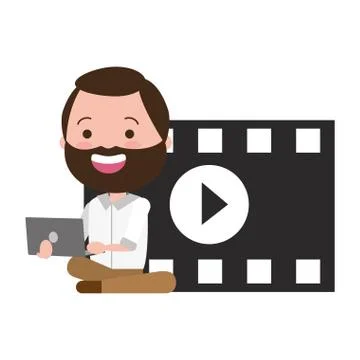 Man with movie objects avatar character Stock Illustration