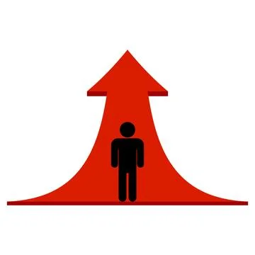 Man Moving Forward with Growth Arrow Vector Illustration Stock Illustration
