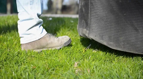 Man mowing lawn (2) Stock Footage 38299627