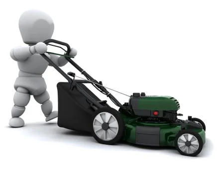 Man Mowing the Lawn Stock Illustration