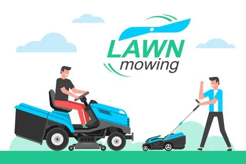 Man mowing the lawn Stock Illustration