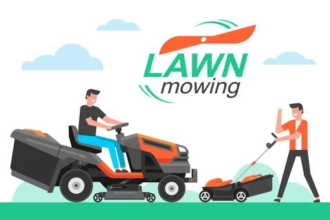 Man mowing the lawn Stock Illustration