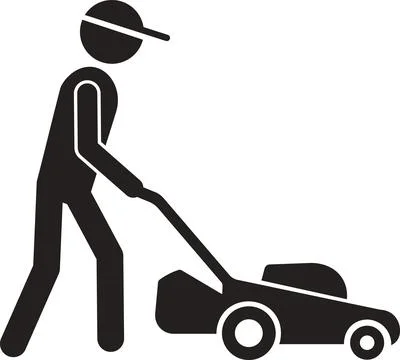 Man Mowing Lawn Stock Illustration