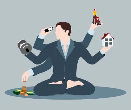 A man multi-tasking Stock-Illustration