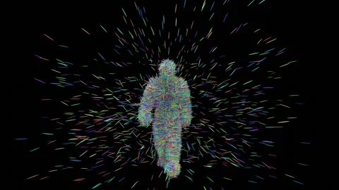 Man in a multicolored barbed costume Stock Footage 341386987