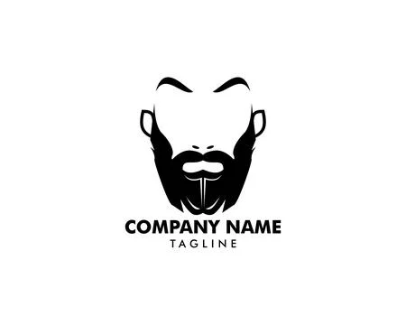 Man with a mustache and beard logo Ilustración de archivo