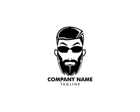 Man with a mustache and beard logo Ilustración de archivo