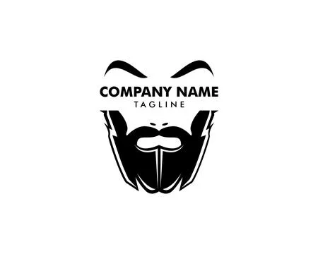 Man with a mustache and beard logo Ilustración de archivo