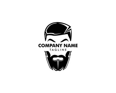 Man with a mustache and beard logo Ilustración de archivo