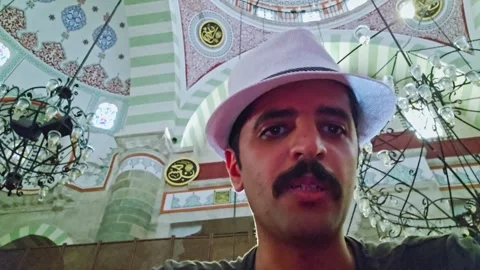 Man with a mustache and a hat. Stock Footage 282683390