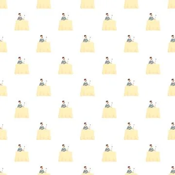 Man with mustache eating dinner seamless pattern Stock Illustration