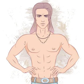 Man with a naked torso Stock Illustration