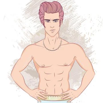 Man with a naked torso Stock Illustration