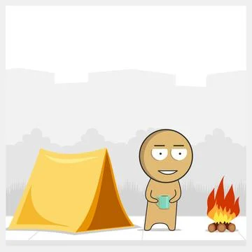 Man in nature with a tent Stock-Illustration