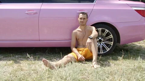 Man near the Car Stockbeeldmateriaal 7737637