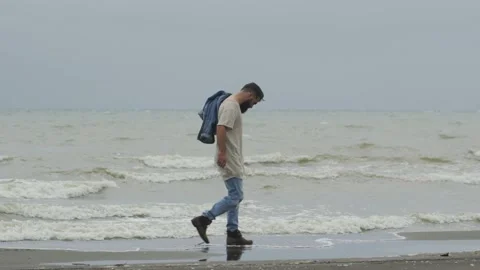 Man near sea Stock Footage 138125853