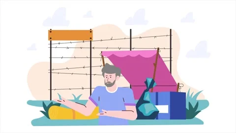 A man needs help expressing a call for support illustration animated video Stock Footage 311494507