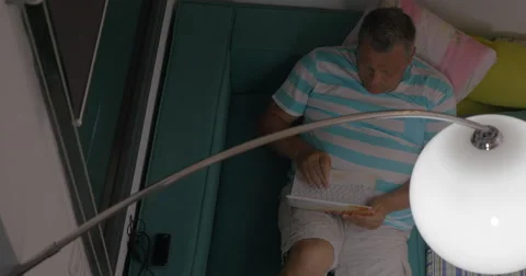 Man with Netbook Resting on the Couch Stock Footage 61861306