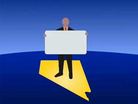 Man on nevada map with sign Stock Illustration