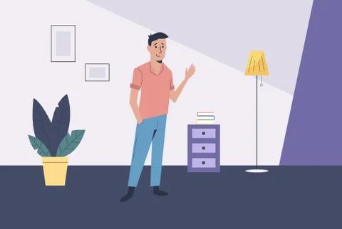 A man in the new house vector illustration Stock Illustration