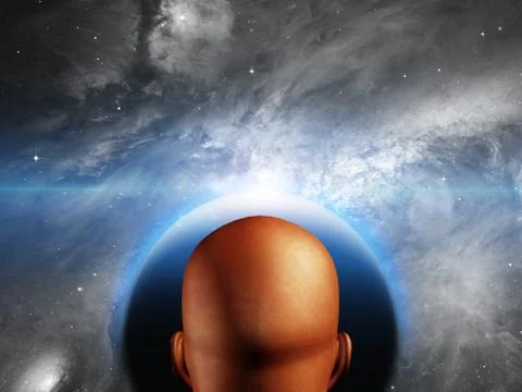 Man before new world Stock Illustration