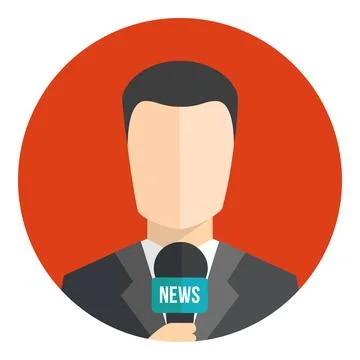 Man newsreader avatar vector icon in circle Stock Illustration