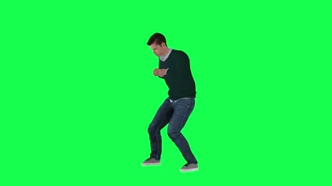 A man with a normal athletic body in green screen with tall height and long arms Stock Footage 248000256
