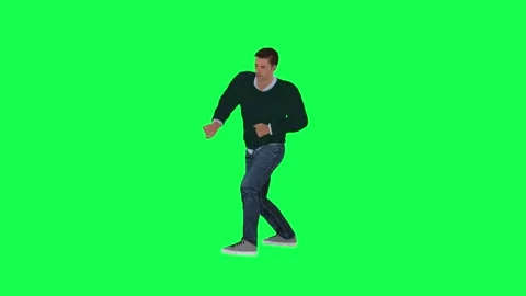 A man with a normal athletic body in the green screen with tall height and long 스톡 동영상 248000328