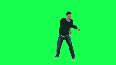 A man with a normal athletic body in the green screen with tall height and long Stock Footage 248000339