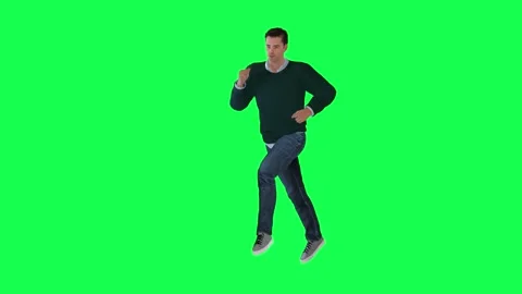 A man with a normal athletic body in the green screen with tall height and long Stock-Footage 248000348
