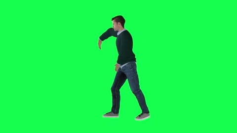 A man with a normal athletic body in green screen with tall height and long arms Stock-Footage 248000461