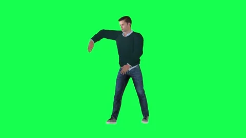 A man with a normal athletic body in green screen with tall height and elongated Stock-Footage 248000462