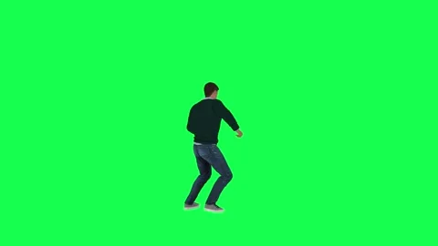 A man with a normal athletic figure in the green screen with tall height and lon Stock-Footage 248000314