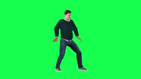 A man with a normal athletic figure in green screen with tall height and long ar Video stock 248000451