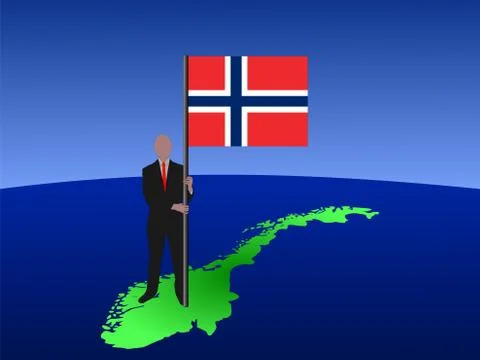Man with norwegian flag Stock Illustration