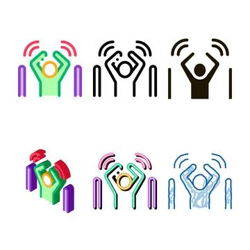 Man not variations passed warning signal sensors icon vector outline Illustrazione stock